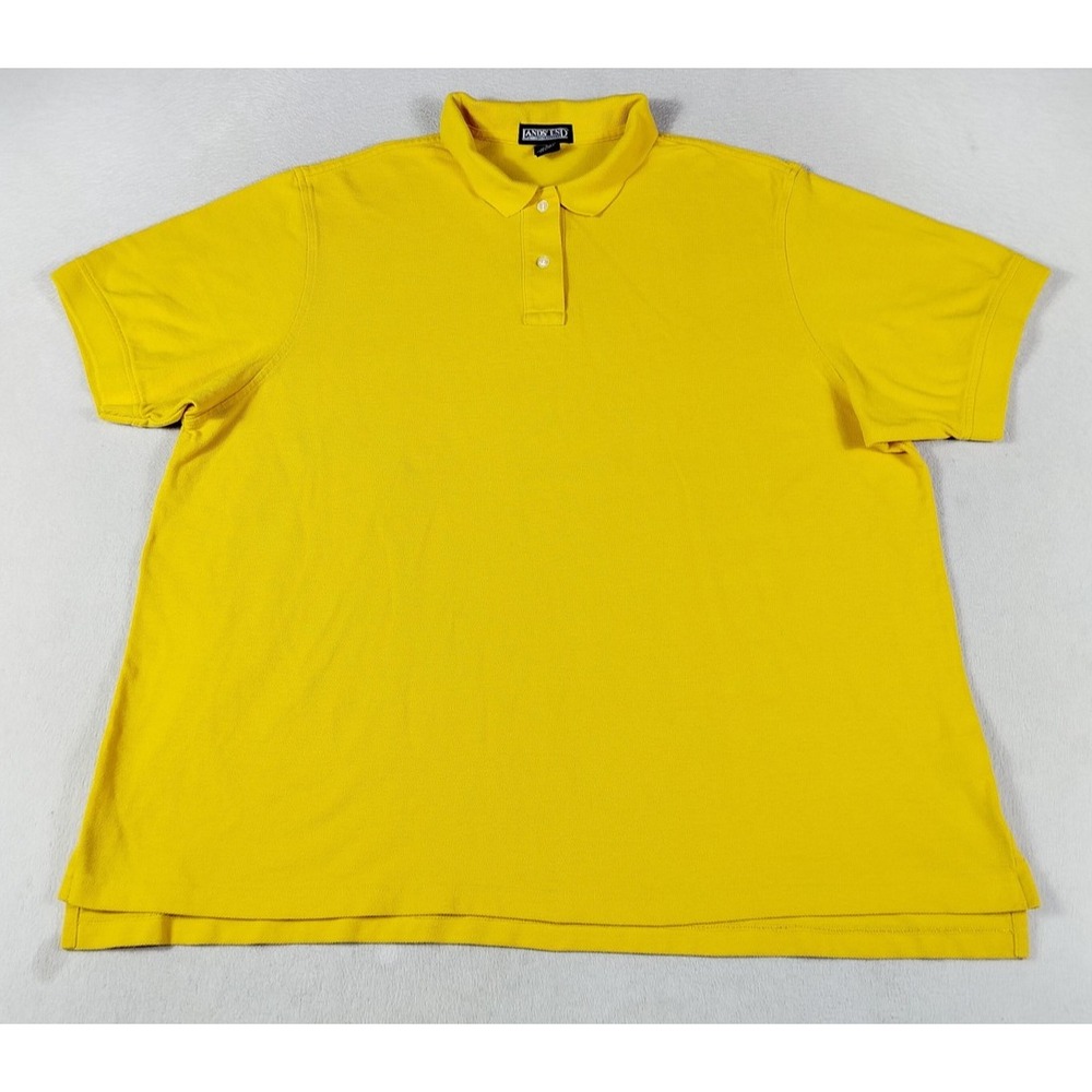 Lands' End Polo Shirt Womens 2X 20W-22W Yellow Short Sleeve Knit Plus Size Top